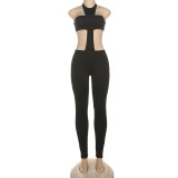 Waistless Halter Neck Tight Solid Color Personality Jumpsuit