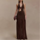 Halterneck Hollow Gathered Backpack Hip Dress