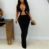 Slim Solid Color Strappy Arm-length Dress