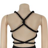 Solid Color Sexy Chestless Backless Strappy Jumpsuit