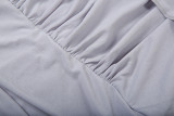 Temperament Waist-hugging Hip Pleated Ribbon Solid Color Dress