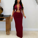 Slim Solid Color Strappy Arm-length Dress