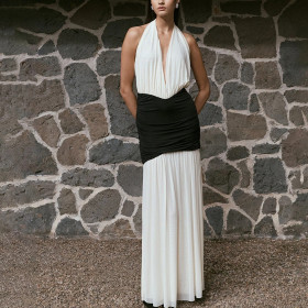 Halterneck V-neck Dress Sexy Slim Backless Long Dress