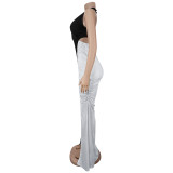 Sexy V-neck Arm-length Slit Backless Dress