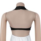 Sexy V-neck Arm-length Slit Backless Dress