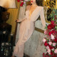Slim-fitting Hip-hugging Dress with Deep V Pleat Design