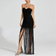 Strapless Rhinestone Fringed Dress