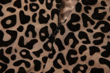 Leopard Print High-waisted Slim-fit Hip-hugging Long-sleeved Jumpsuit