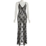 Lace See-through Backless Long Skirt