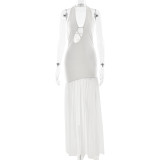 Halterneck Hollow Gathered Backpack Hip Dress