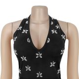 Backless Rhinestone Slim Fit Dress