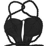 Solid Color Sexy Chestless Backless Strappy Jumpsuit