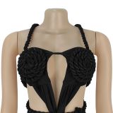 Solid Color Sexy Chestless Backless Strappy Jumpsuit