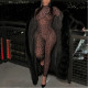 Leopard Print High-waisted Slim-fit Hip-hugging Long-sleeved Jumpsuit