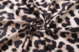 Round Neck Leopard Print Long Skirt Elegant Long Sleeve Printed Dress
