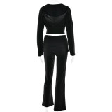 Hoodie and Trousers Two-piece Fashionable Casual Sports Solid Color Suit