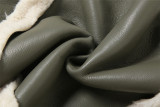 Street PU Leather Spliced ​​fur Collar Short Midriff-baring Jacket