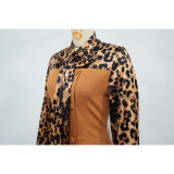 Leopard Print Collared Shirt Casual Suit