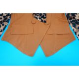 Leopard Print Collared Shirt Casual Suit