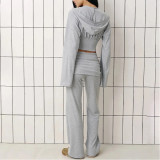 Hoodie and Trousers Two-piece Fashionable Casual Sports Solid Color Suit