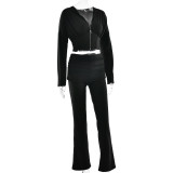 Hoodie and Trousers Two-piece Fashionable Casual Sports Solid Color Suit