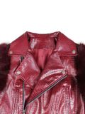Paneled Fur Biker Jacket Faux Leather Jacket Top