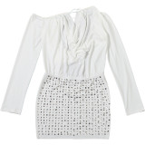 Backless Lace-up Shoulder Bag Hip Studded Dress