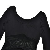 Solid Color See-through Gauze Patchwork Dress Fashion Tight Long Skirt