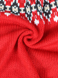 Retro Contrasting Ethnic Style Knitted Sweater Fashionable Loose Warm Top