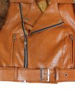 Paneled Fur Biker Jacket Faux Leather Jacket Top