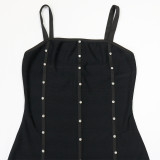 Suspender Tassel Hip-hugging Dress with Bubble Beads