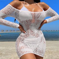 Off-shoulder Hip Skirt Sexy Mesh Suit