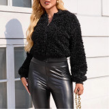 Imitation Sherpa Short Jacket Loose Plush Baseball Jacket