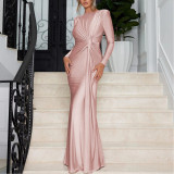 Slim Fit Round Neck Long Sleeve Dress