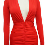 Solid Color Sexy V-neck Slit Elegant Hip-hugging Long Skirt