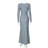 Slim Fit Round Neck Long Sleeve Dress