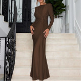 Slim Fit Round Neck Long Sleeve Dress