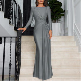 Slim Fit Round Neck Long Sleeve Dress