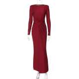 Slim Fit Round Neck Long Sleeve Dress