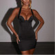 Halter Neck Backless Sexy Pleated Dress