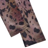 Sexy Leopard Mesh Print See-through Jumpsuit