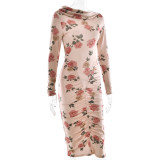 Long Sleeve Bodycon Printed Dress