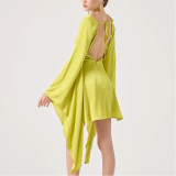 Waist Strapped Backless Dress Solid Color Hip-hugging Short Skirt