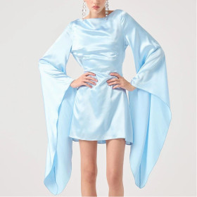 Waist Strapped Backless Dress Solid Color Hip-hugging Short Skirt