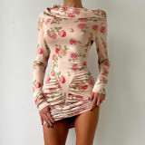 Long Sleeve Bodycon Printed Dress