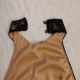 Party Halterneck Lace Dress with Exposed Back Slit for Socialites