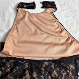 Party Halterneck Lace Dress with Exposed Back Slit for Socialites