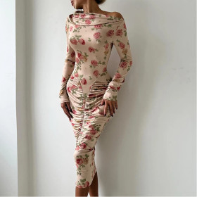 Long Sleeve Bodycon Printed Dress