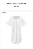 Lace Ruffled Mesh Nightgown with Mid-sleeves See-through