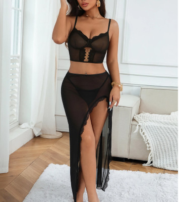 sexy lingerie indian Wholesale Five-piece sexy lingerie set with mesh straps bra panties for  your store main image 0